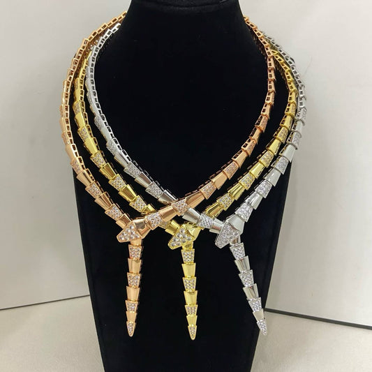 [✨ROSE💎]NEW WIDE BAND INLAID DIAMOND SNAKE NECKLACE