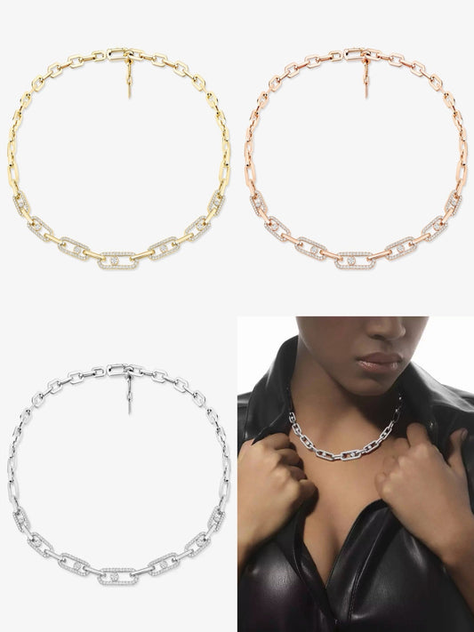 [✨ROSE💎]Move Link Pave Diamond Necklace