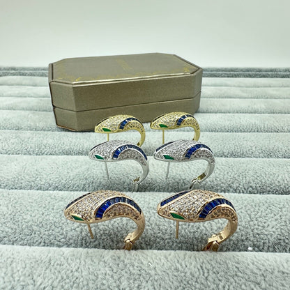 [✨ROSE💎]FULL STONE TWO-TONE SNAKE EARRING STUDS