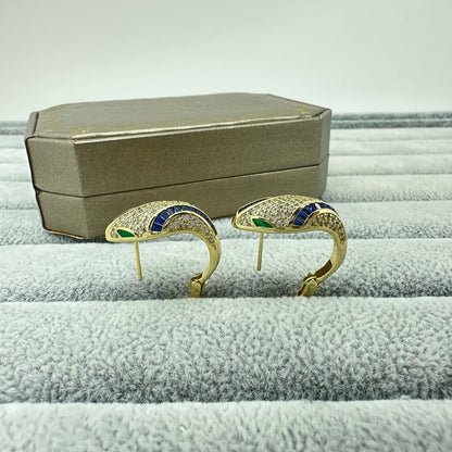 [✨ROSE💎]FULL STONE TWO-TONE SNAKE EARRING STUDS
