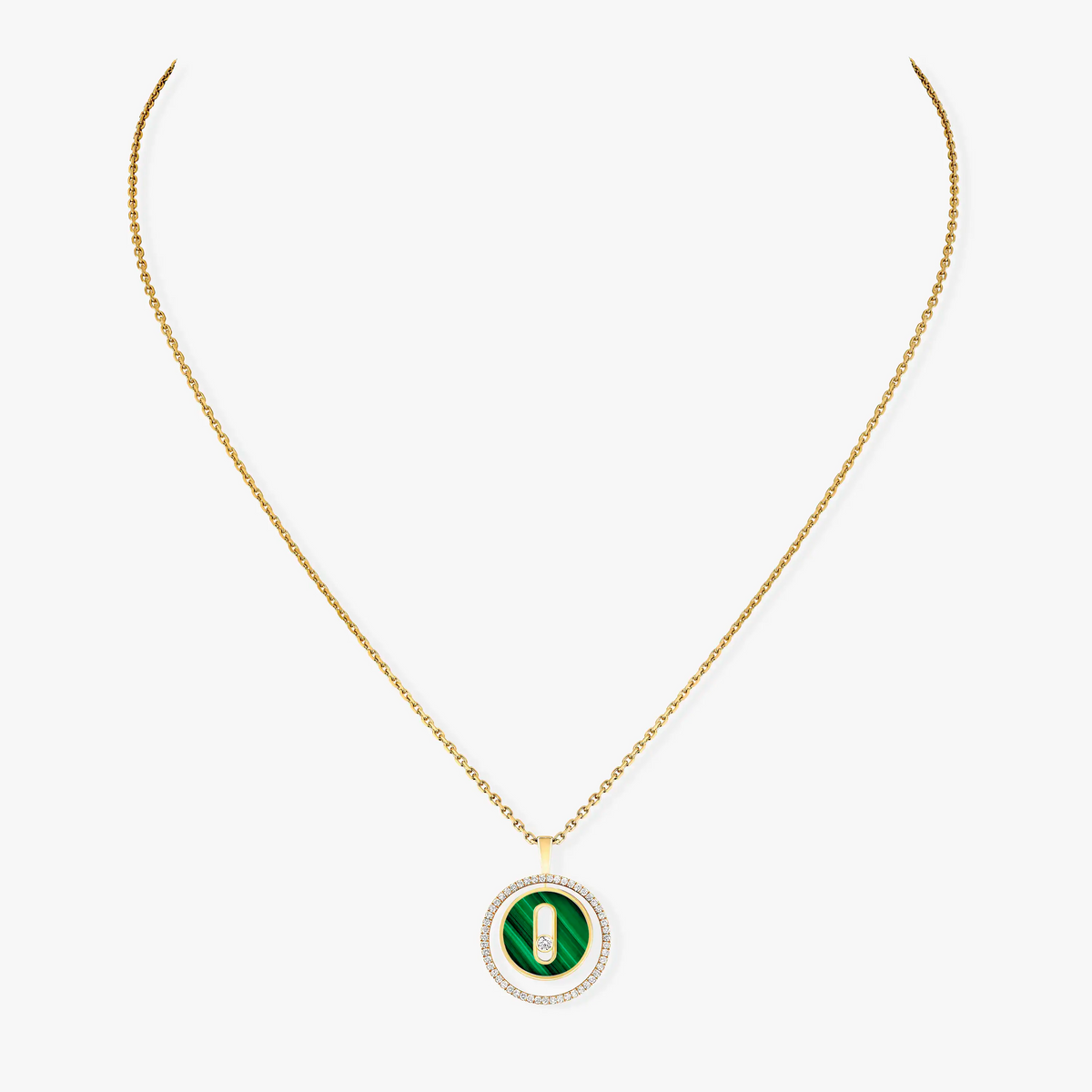 [✨ROSE💎]LUCKY MOVE 1 DIAMOND MALACHITE GOLD DIAMOND NECKLACE
