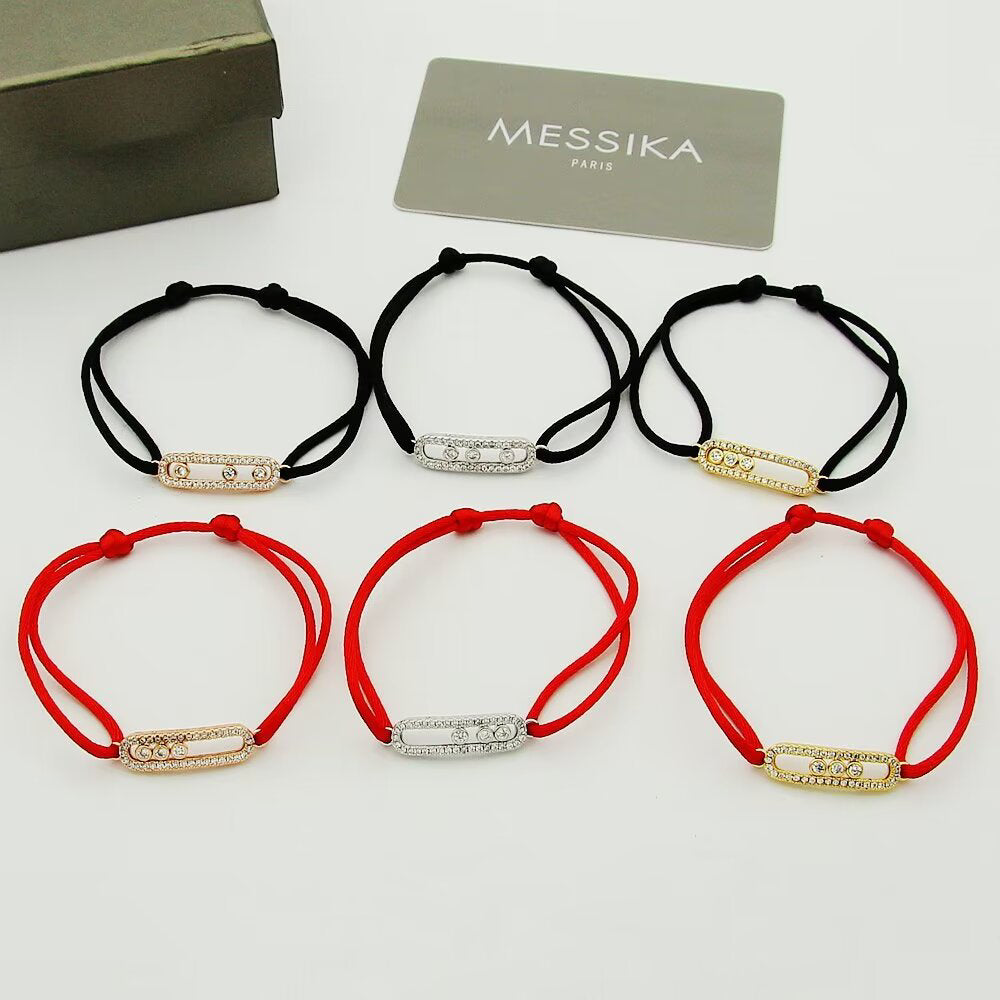 [✨ROSE💎]Care(Medium-3.5mm) pink cord pavé bracelet