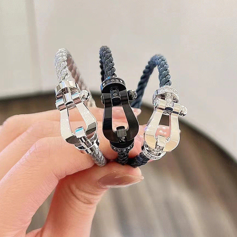 [✨ROSE💎]FORCE LARGE HORSESHOE FULL DIAMOND BRACELET SILVER