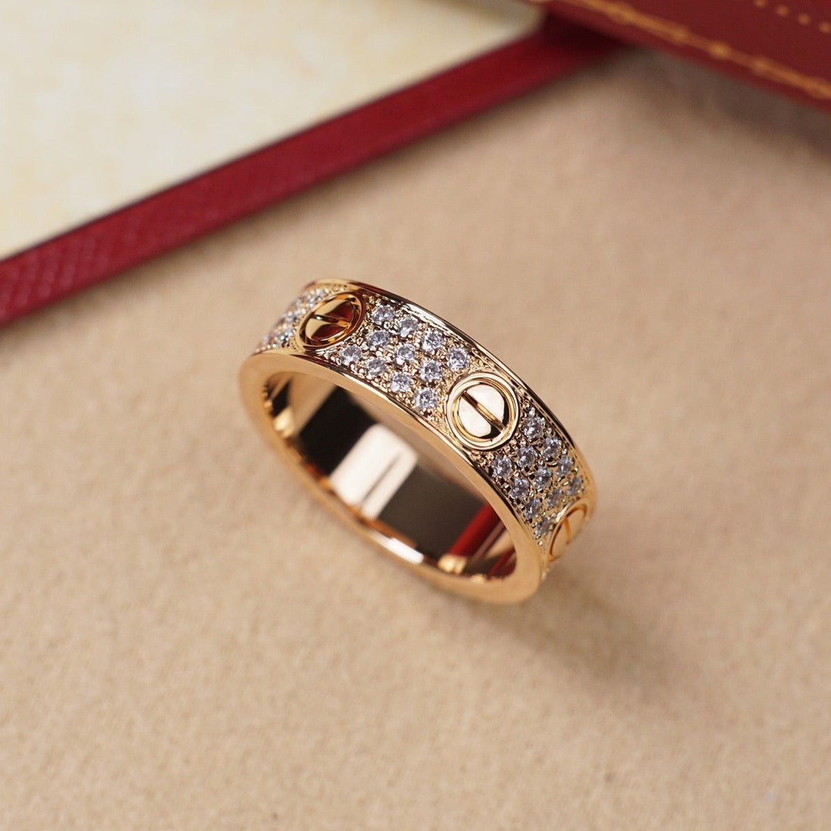 [✨ROSE💎]LOVE RING 5.5MM DIAMONDS PAVED