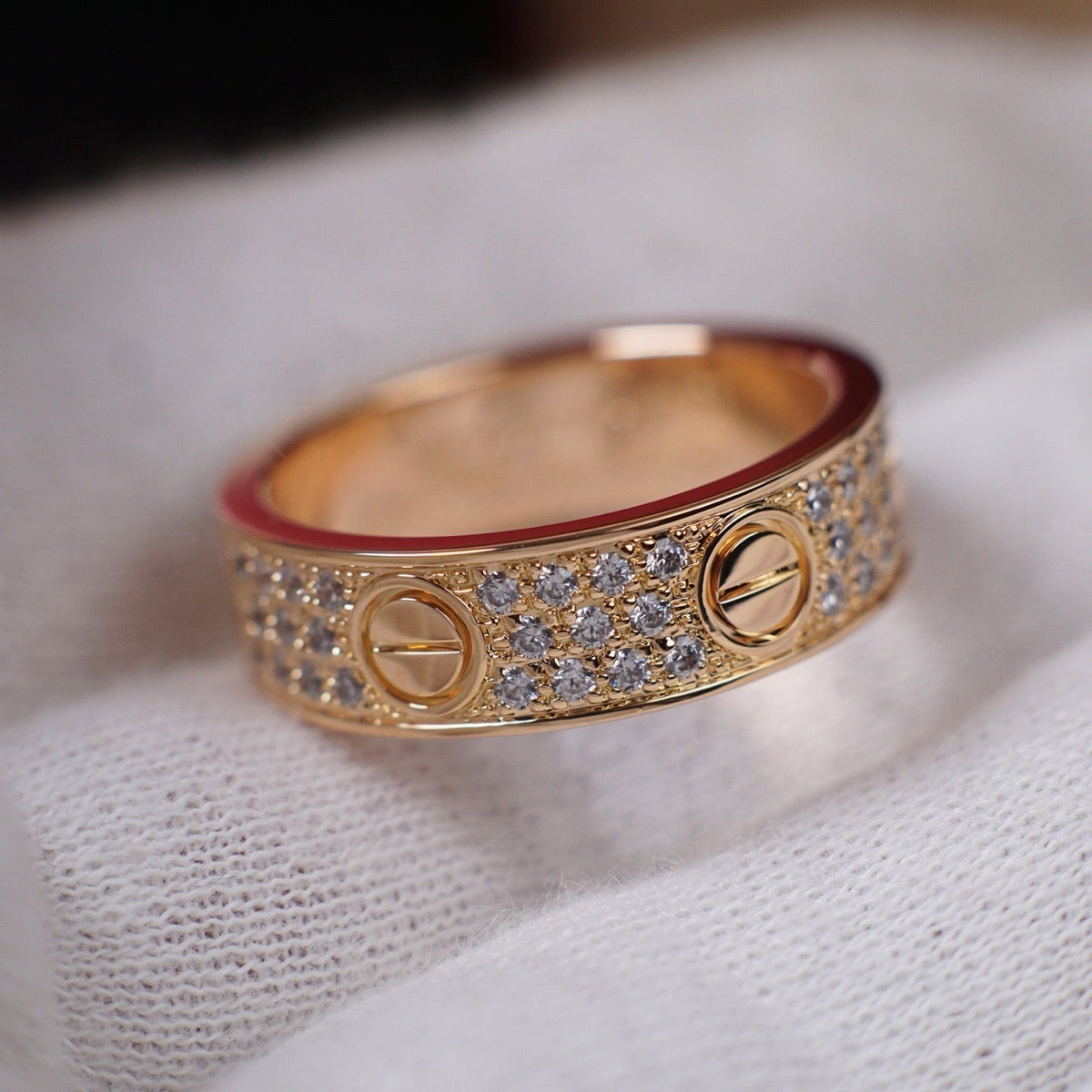 [✨ROSE💎]LOVE RING 5.5MM DIAMONDS PAVED