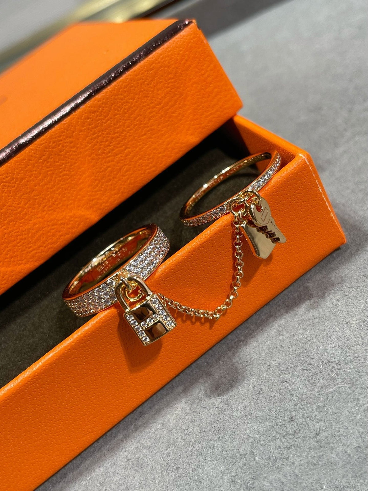 [✨ROSE💎]HM KELLY CLOCHETTE DOUBLE RING IN  WITH DIAMONDS
