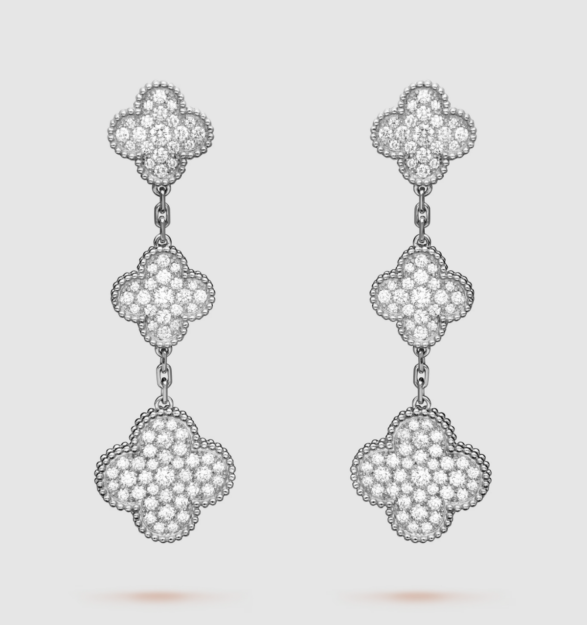 [✨ROSE💎]CLOVER 3 MOTIF DIAMOND SILVER DROP EARRINGS