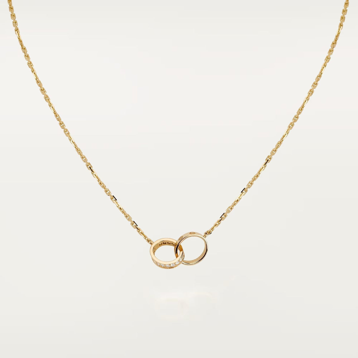 [✨ROSE💎]LOVE DOUBLE RING HALF DIAMOND NECKLACE