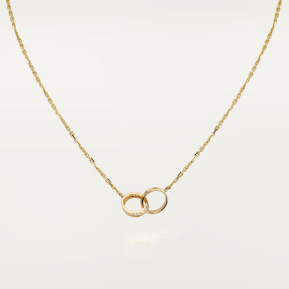 [✨ROSE💎]LOVE DOUBLE RING HALF DIAMOND NECKLACE