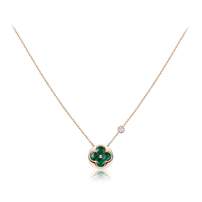 [✨ROSE💎]SUN PEDANT PINK GOLD 1 DIAMOND NECKLACE