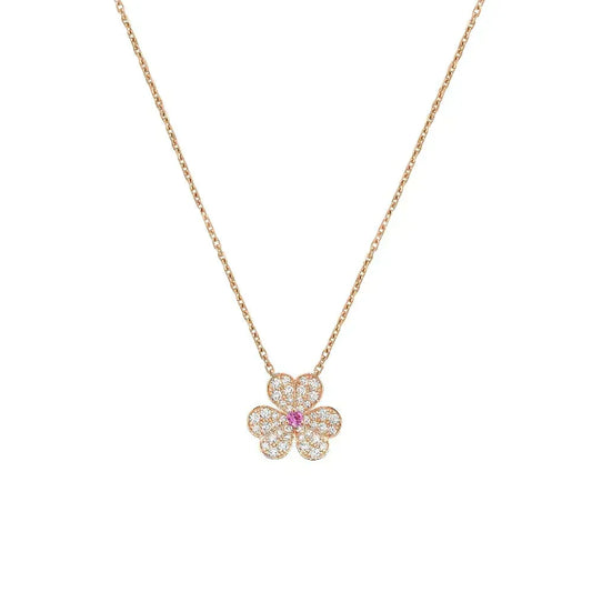 [✨ROSE💎]FRIVOLE ROSE GOLD FLOWER DIAMOND NECKLACE